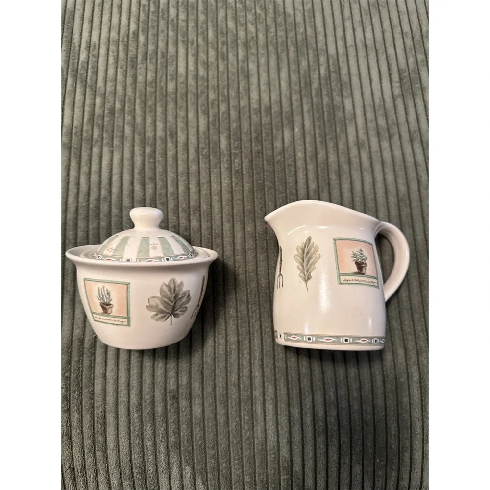 Pfaltzgraff Naturewood Creamer & Sugar Bowl w/ Lid Cottagecore Grannycore